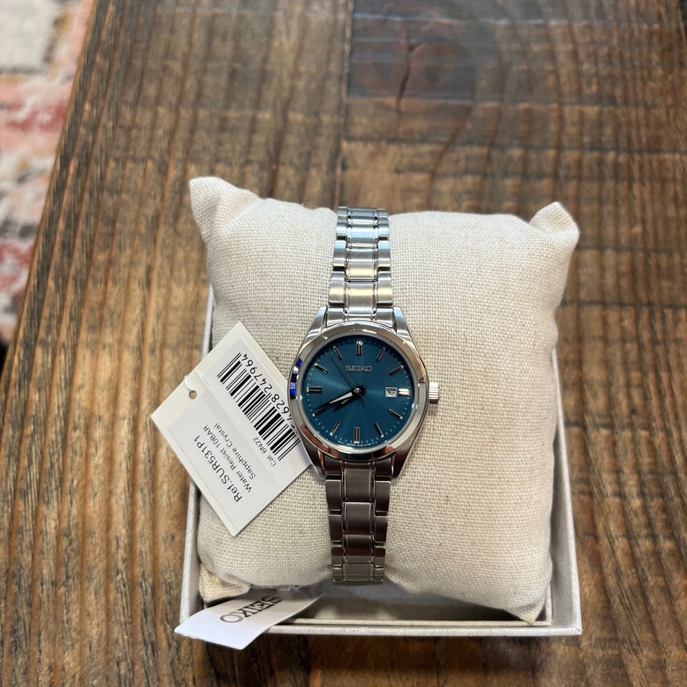 Seiko Silver and Blue Modern Analog Watch